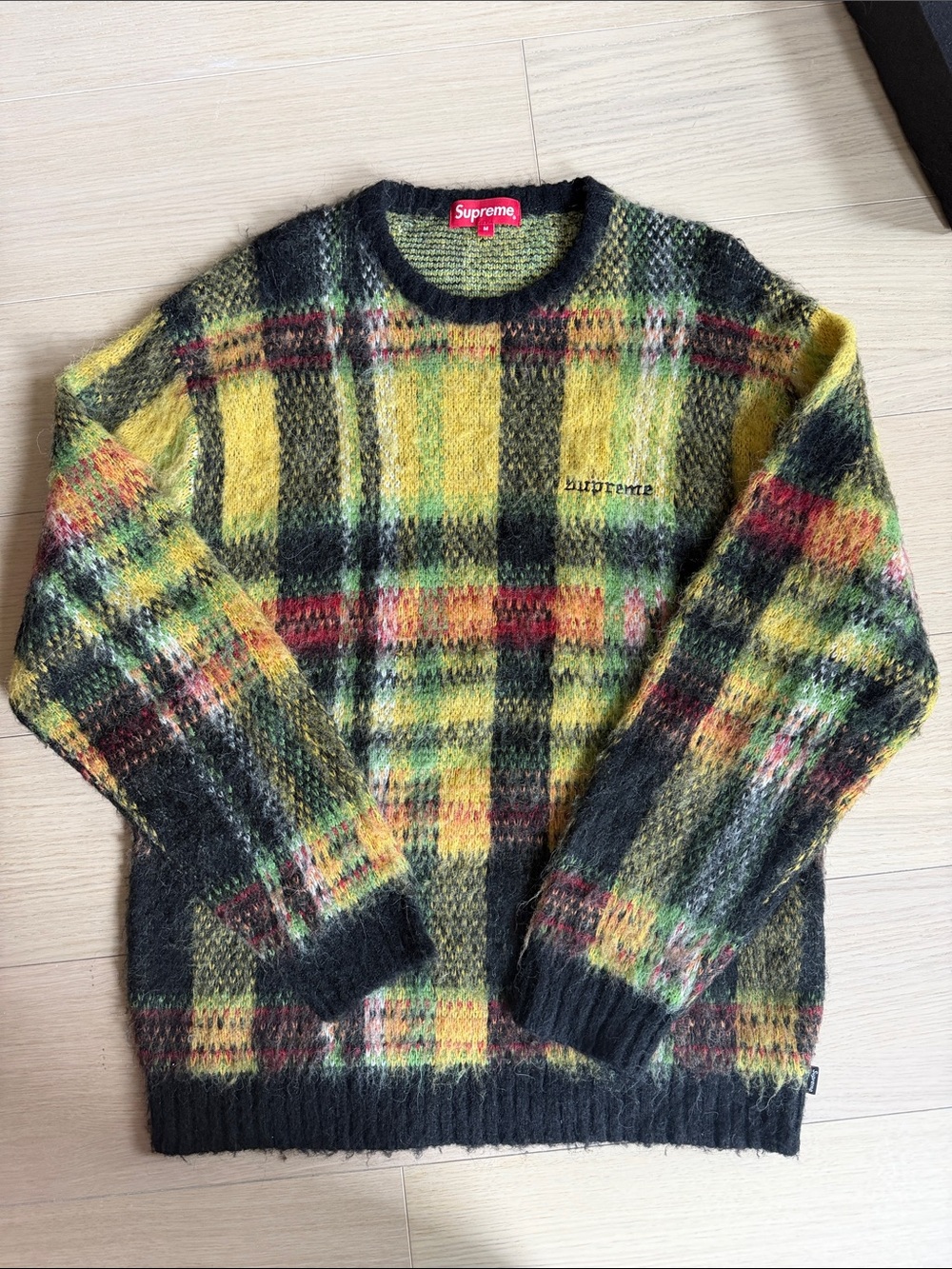 SUPREME PLAID BRUSHED MOHAIR SWEATER